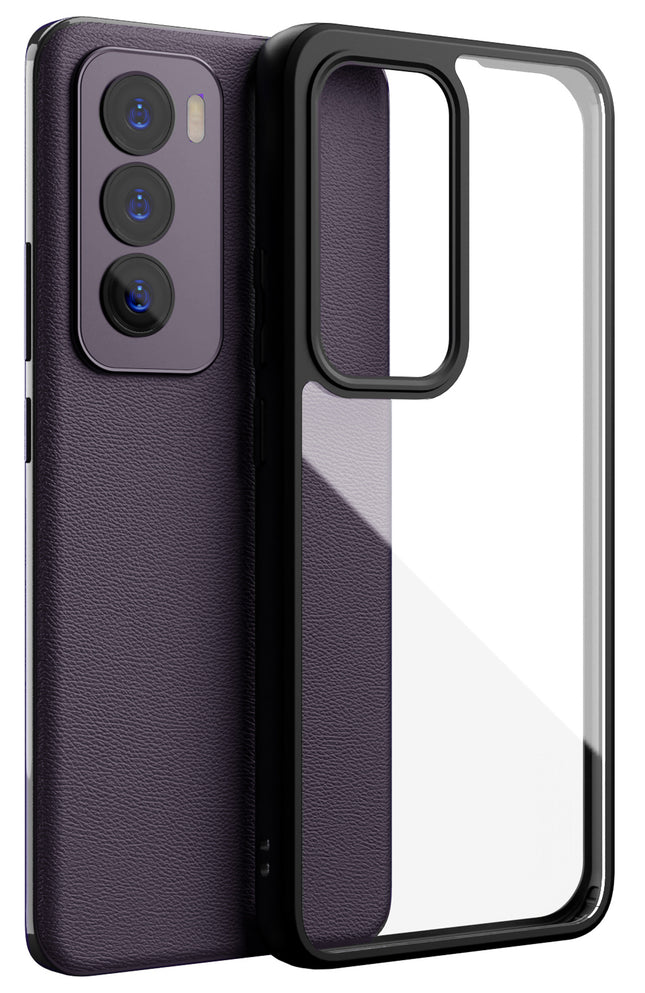 Kapa Hawkeye Clear Back Cover for Oppo Reno 12 (5G) | Camera Lens Protector Shockproof Slim Clear Case Cover (Black)