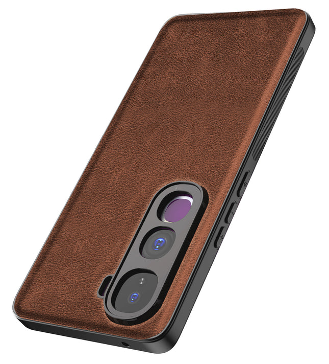 Kapa Tux Leather Back Cover for Vivo Y400 Pro 5G | Slim Shockproof Camera Protection Bumper Case (Brown) - Mobizang