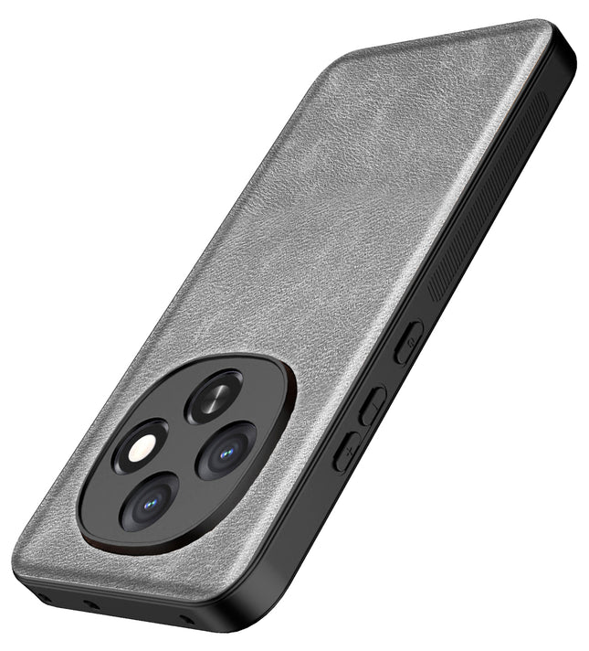 Kapa Tux Leather Back Cover for Oppo F31 Pro 5G | Slim Shockproof Camera Protection Bumper Case (Grey)