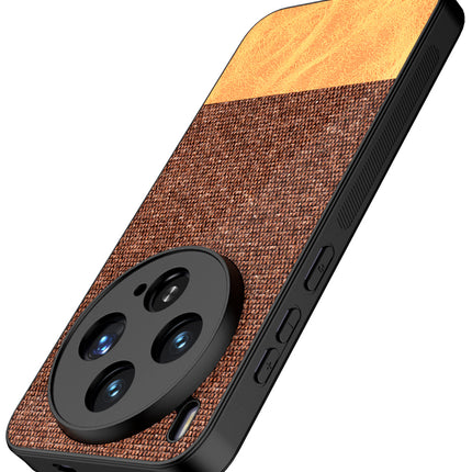 Kapa Soft Fabric & Leather Hybrid Protective Back Cover for Vivo X300 5G | Shockproof Slim Hard Anti Slip Back Case (Brown)