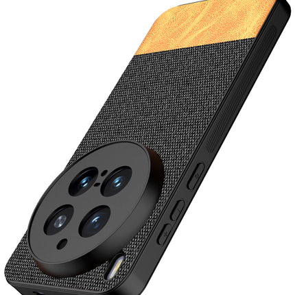 Kapa Soft Fabric & Leather Hybrid Protective Back Cover for Vivo X300 Pro 5G | Shockproof Slim Hard Anti Slip Back Case (Black,Brown)