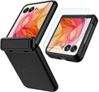 Kapa Textured Grip Hinge Protection Back Cover for Moto Razr 50 Ultra| with [Inbuilt Glass] Full Body Shockproof Hard Back Case (Black)