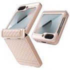 Kapa Geometric Hinge Protection Back Cover for Samsung Galaxy Z Flip5 / Flip 5 | with [Inbuilt Glass] Full Body Shockproof Hard Back Case (Golden)