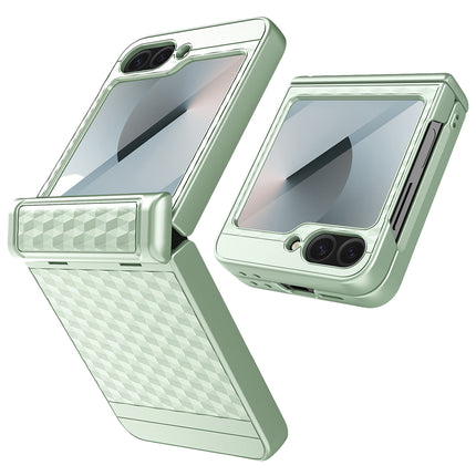 Kapa Geometric Hinge Protection Back Cover for Samsung Galaxy Z Flip6 / Flip 6 | with [Inbuilt Glass] Full Body Shockproof Hard Back Case (Mint Green)