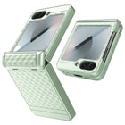 Kapa Geometric Hinge Protection Back Cover for Samsung Galaxy Z Flip6 / Flip 6 | with [Inbuilt Glass] Full Body Shockproof Hard Back Case (Mint Green)