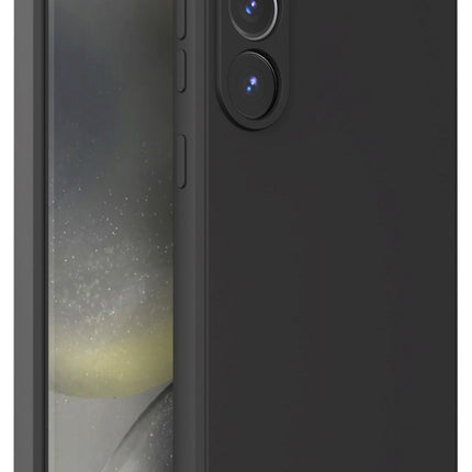 Kapa Matte Protective Lens Flexible Back Cover for Samsung Galaxy S25 Plus | Slim Silicone with Soft Lining Shockproof Full Body Bumper Case (Black) - Mobizang