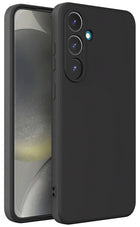 Kapa Matte Protective Lens Flexible Back Cover for Samsung Galaxy S25 Plus | Slim Silicone with Soft Lining Shockproof Full Body Bumper Case (Black) - Mobizang