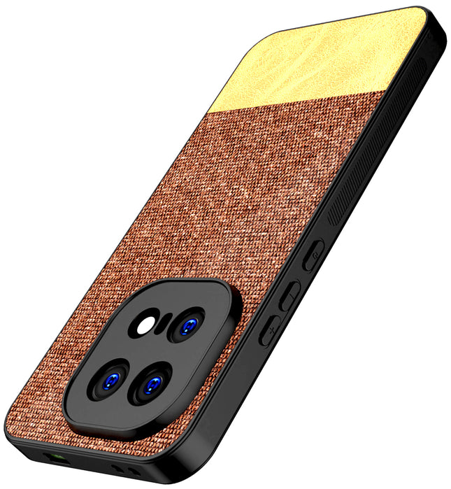 Kapa Soft Fabric & Leather Hybrid Protective Back Cover for IQOO 15 5G | Shockproof Slim Hard Anti Slip Back Case (Brown)
