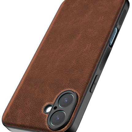 Kapa Tux Leather Back Cover for Apple iPhone 16 Plus | Slim Shockproof Camera Protection Bumper Case (Brown)