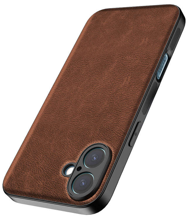 Kapa Tux Leather Back Cover for Apple iPhone 16 Plus | Slim Shockproof Camera Protection Bumper Case (Brown)