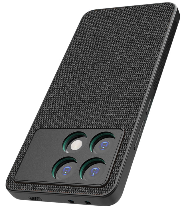 Kapa Soft Full Fabric Protective Back Case Cover for Poco X6 Pro | Shockproof Slim Hard Anti Slip Back Case (Black)