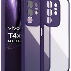 Kapa Hawkeye Clear Back Cover for Vivo T4X 5G | Camera Lens Protector Shockproof Slim Clear Case Cover (Purple Sides) - Mobizang