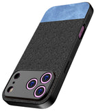 Kapa Soft Fabric & Leather Hybrid Protective Back Cover for Apple iPhone 17 Pro Max | Shockproof Slim Hard Anti Slip Back Case (Black,Blue)