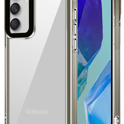 Kapa Warrior Acrylic Clear Back Cover For Samsung Galaxy M55 (5G) | Slim Shockproof [Military Grade Protection] Hybrid Bumper Case (Grey Sides)