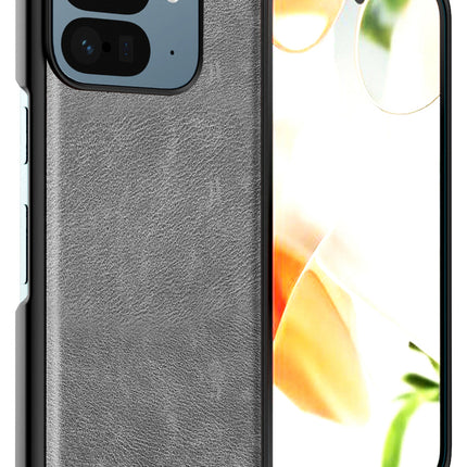 Kapa Tux Leather Back Cover for Google Pixel 9 Pro Fold | Slim Shockproof Camera Protection Bumper Case (Grey) - Mobizang
