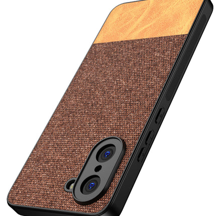 Kapa Soft Fabric & Leather Hybrid Protective Back Cover for OnePlus Nord CE 5 | Shockproof Slim Hard Anti Slip Back Case (Brown)