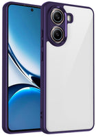 Kapa Hawkeye Clear Slim Tough Back Cover for Poco F7 5G | Camera Lens Protector Anti Yellow Shockproof Clear Hybrid Case Cover (Purple Sides)