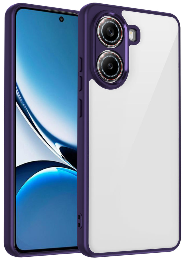 Kapa Hawkeye Clear Slim Tough Back Cover for Poco F7 5G | Camera Lens Protector Anti Yellow Shockproof Clear Hybrid Case Cover (Purple Sides)