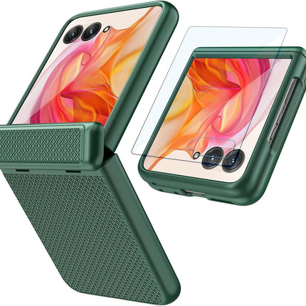 Kapa Textured Grip Hinge Protection Back Cover for Moto Razr 50 Ultra| with [Inbuilt Glass] Full Body Shockproof Hard Back Case (Green)