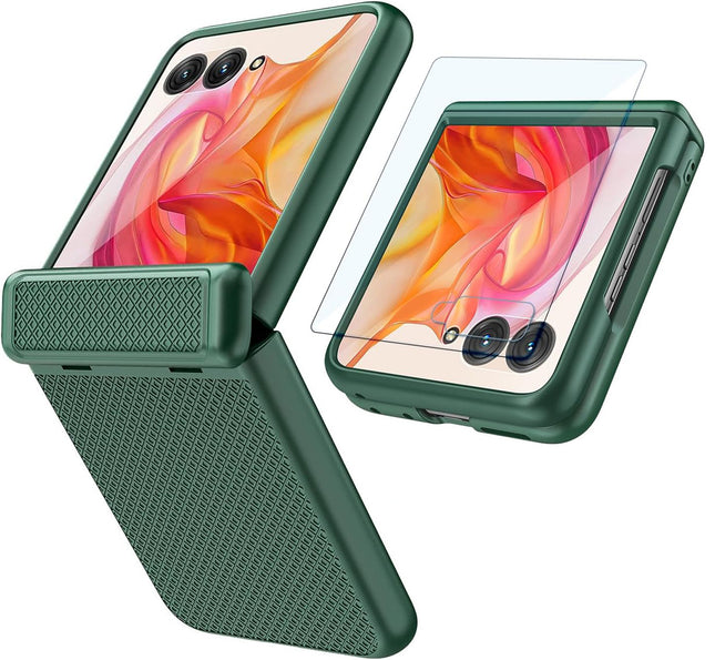 Kapa Textured Grip Hinge Protection Back Cover for Moto Razr 50 Ultra| with [Inbuilt Glass] Full Body Shockproof Hard Back Case (Green)
