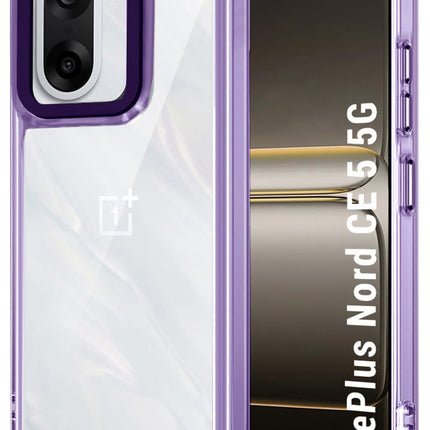 Kapa Warrior Acrylic Clear Back Cover For OnePlus Nord CE 5 | Slim Shockproof [Military Grade Protection] Hybrid Bumper Case (Purple Sides)