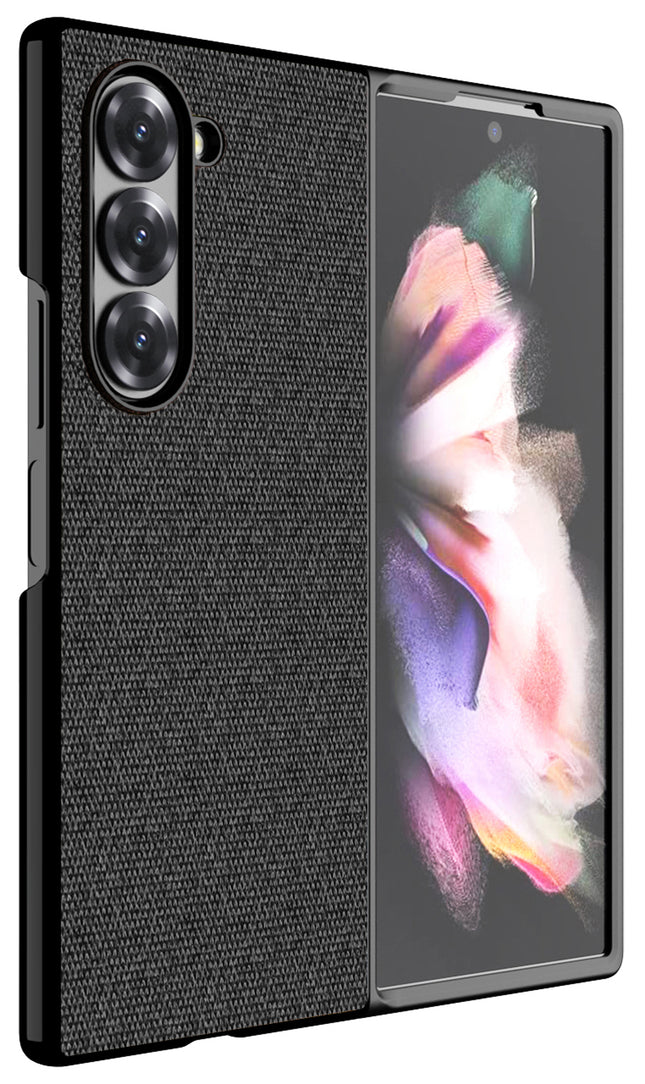 Kapa Soft Full Fabric Protective Back Case Cover for Samsung Galaxy Z Fold 6 | Shockproof Slim Hard Anti Slip Back Case (Black)