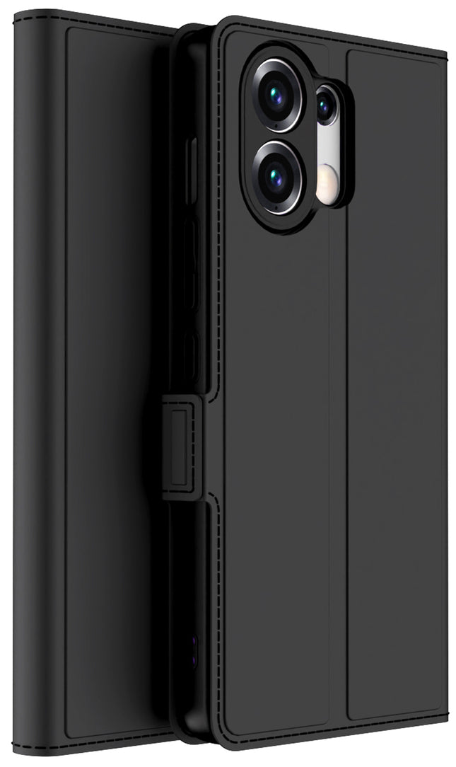 Kapa Noble Slim Magnetic Leather Flip Case Cover for Oppo K13 Turbo / K13 Turbo Pro | Card Holder Stand Flip Wallet Case (Black) - Mobizang
