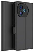 Kapa Noble Slim Magnetic Leather Flip Case Cover for iQoo Neo 10R | Card Holder Stand Flip Wallet Case (Black)