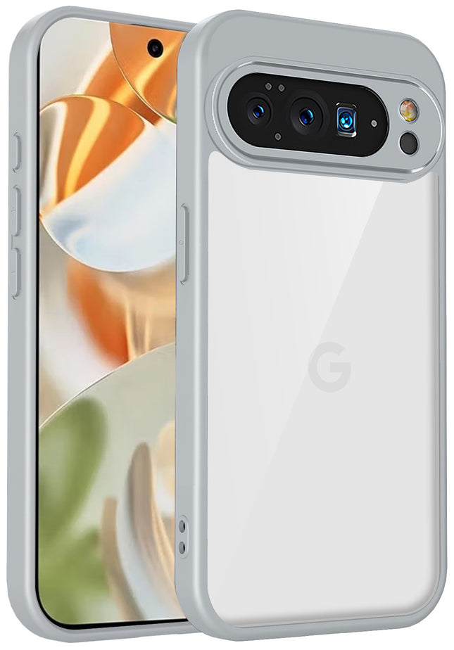 Kapa Hawkeye Clear Slim Tough Back Cover for Google Pixel 10 Pro | Camera Lens Protector Anti Yellow Shockproof Clear Hybrid Case Cover (Grey)