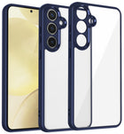 Kapa Hawkeye Clear Back Cover for Samsung Galaxy S25 | Camera Lens Protector Shockproof Slim Clear Case Cover (Blue Sides)