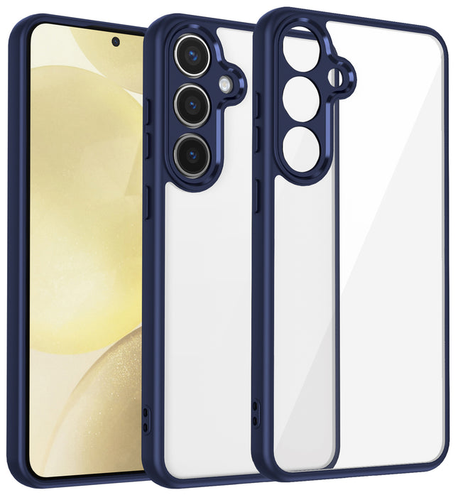 Kapa Hawkeye Clear Back Cover for Samsung Galaxy S25 | Camera Lens Protector Shockproof Slim Clear Case Cover (Blue Sides)