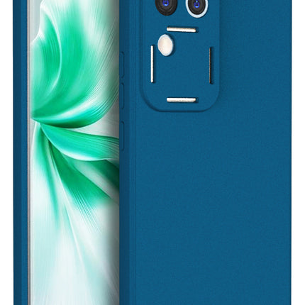 Kapa Matte Protective Lens Flexible Back Cover for Vivo V30 Pro (5G) | Slim Silicone with Soft Lining Shockproof Full Body Bumper Case (Blue)