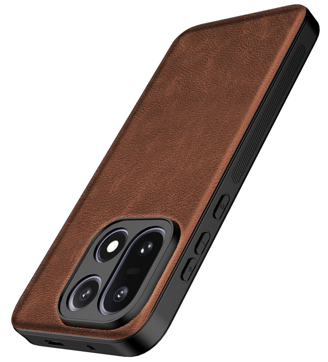 Kapa Tux Leather Back Cover for OnePlus 15 | Slim Shockproof Camera Protection Bumper Case (Brown) - Mobizang