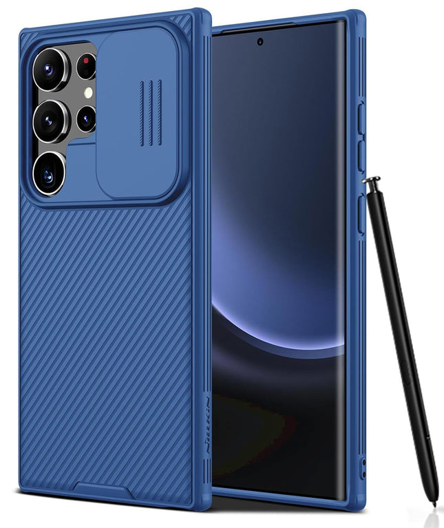 Kapa Camshield Back Cover for Samsung Galaxy S24 ULTRA | Inbuilt Slider Shockproof Lens Protection Case (Blue)