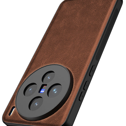 Kapa Tux Leather Back Cover for Vivo X200 (5G) | Slim Shockproof Camera Protection Bumper Case (Brown) - Mobizang