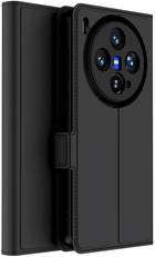 Kapa Noble Slim Magnetic Leather Flip Case Cover for Vivo X300 5G | Card Holder Stand Flip Wallet Case (Black) - Mobizang