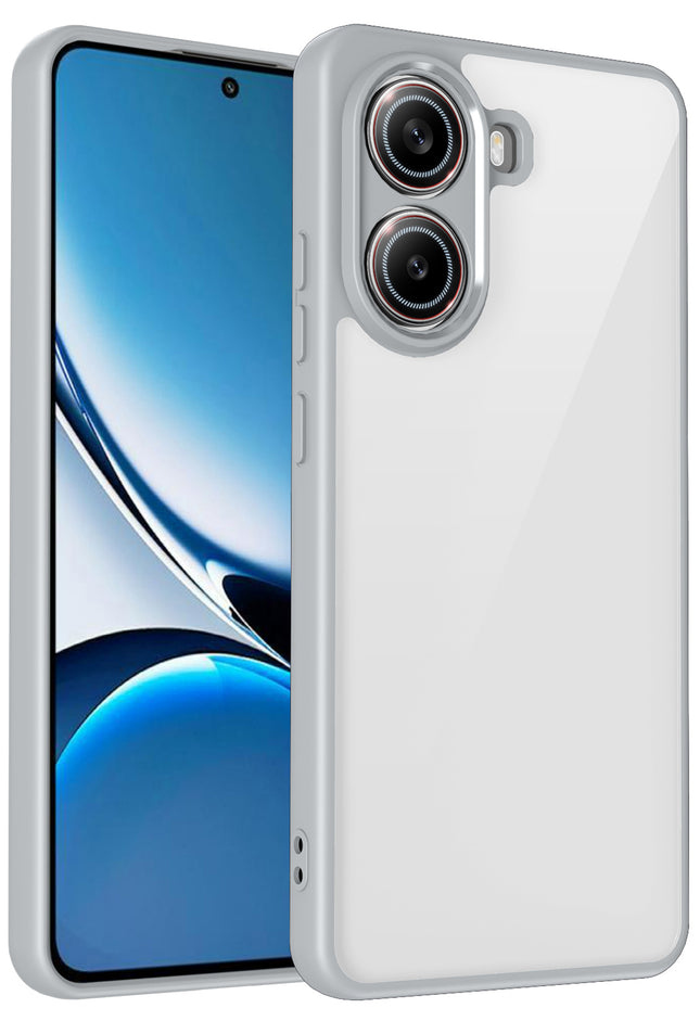 Kapa Hawkeye Clear Slim Tough Back Cover for Poco F7 5G | Camera Lens Protector Anti Yellow Shockproof Clear Hybrid Case Cover (Grey Sides)