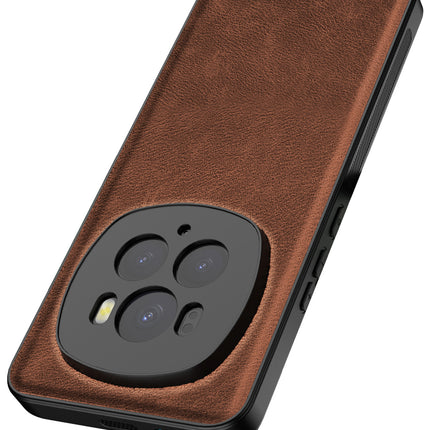 Kapa Tux Leather Back Cover for Honor Magic 6 PRO | Slim Shockproof Camera Protection Bumper Case (Brown) - Mobizang