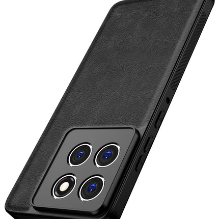 Kapa Tux Leather Back Cover for Moto Edge 60 / Edge 60 Fusion | Slim Shockproof Camera Protection Bumper Case (Black) - Mobizang