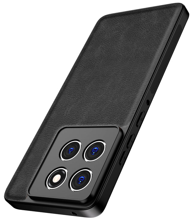 Kapa Tux Leather Back Cover for Moto Edge 60 / Edge 60 Fusion | Slim Shockproof Camera Protection Bumper Case (Black) - Mobizang