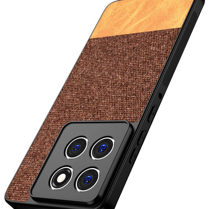 Kapa Soft Fabric & Leather Hybrid Protective Back Cover for Moto Edge 60 / Edge 60 Fusion | Shockproof Slim Hard Anti Slip Back Case (Brown)