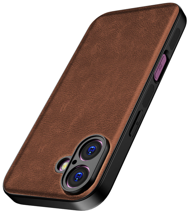 Kapa Tux Leather Back Cover for Apple iPhone 17 | Slim Shockproof Camera Protection Bumper Case (Brown)
