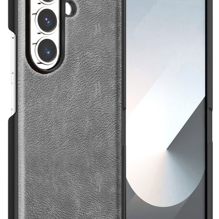 Kapa Tux Leather Back Cover for Samsung Galaxy Z Fold 7 | Slim Shockproof Camera Protection Bumper Case (Grey) - Mobizang