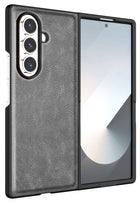 Kapa Tux Leather Back Cover for Samsung Galaxy Z Fold 7 | Slim Shockproof Camera Protection Bumper Case (Grey) - Mobizang