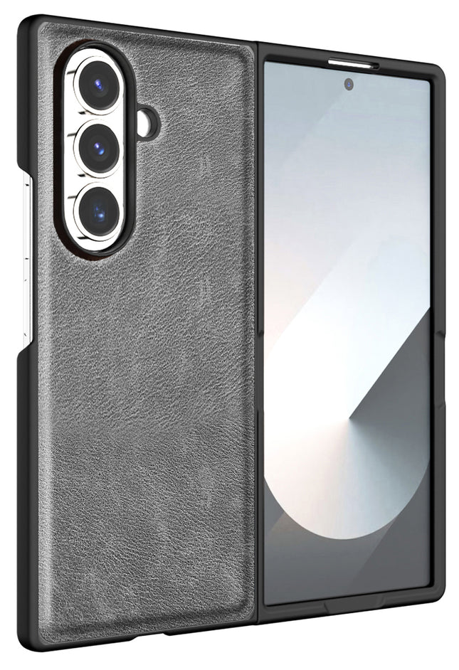 Kapa Tux Leather Back Cover for Samsung Galaxy Z Fold 7 | Slim Shockproof Camera Protection Bumper Case (Grey) - Mobizang