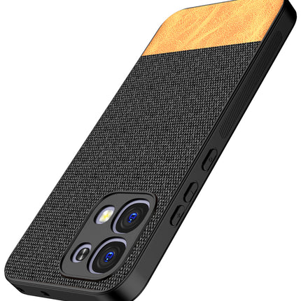 Kapa Soft Fabric & Leather Hybrid Protective Back Cover for Oppo F31 5G | Shockproof Slim Hard Anti Slip Back Case (Black,Brown)