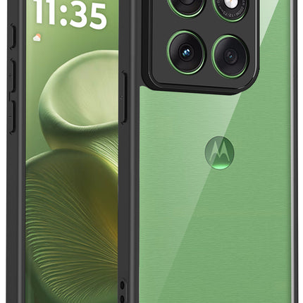 Kapa Hawkeye Clear Slim Tough Back Cover for Moto Edge 60 Stylus | Camera Lens Protector Anti Yellow Shockproof Clear Hybrid Case Cover (Black)