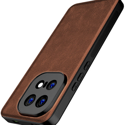 Kapa Tux Leather Back Cover for IQOO 15 5G | Slim Shockproof Camera Protection Bumper Case (Brown) - Mobizang