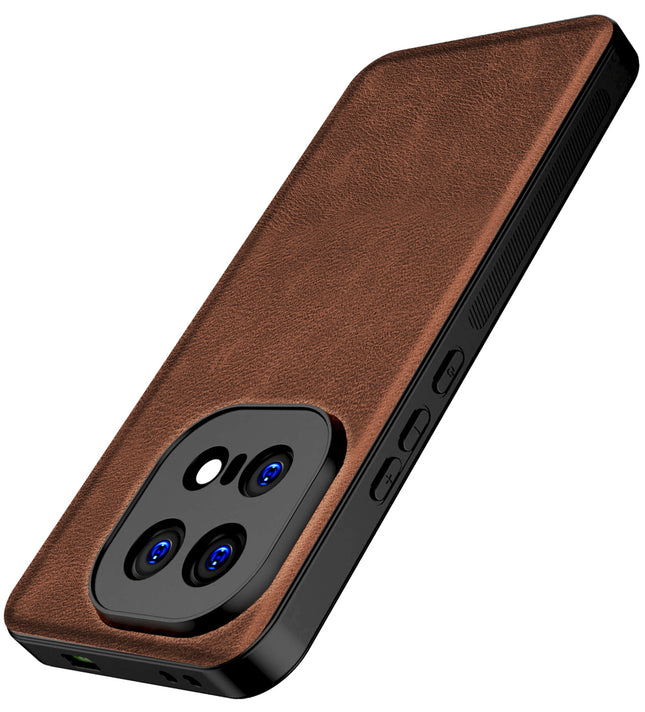 Kapa Tux Leather Back Cover for IQOO 15 5G | Slim Shockproof Camera Protection Bumper Case (Brown) - Mobizang