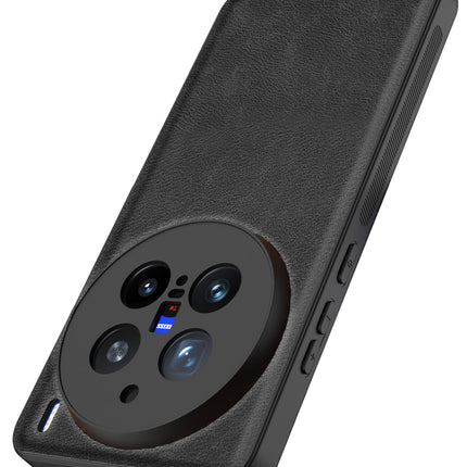 Kapa Tux Leather Back Cover for Vivo X200 Pro (5G) | Slim Shockproof Camera Protection Bumper Case (Black) - Mobizang